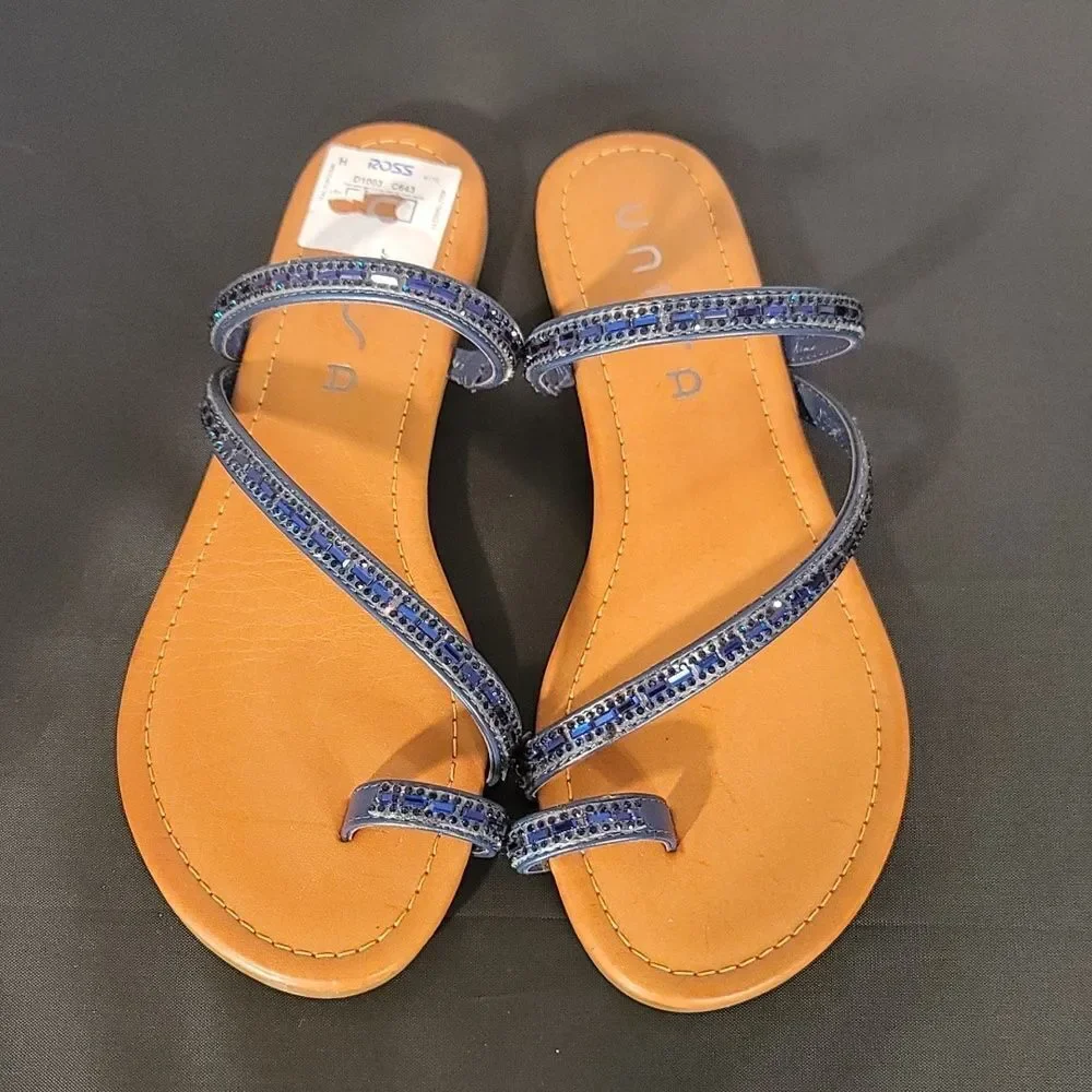 BRAND NEW UNISA UNDERLIAH-R GLASS STONE DOUBLE STRAP OPEN TOE SANDAL